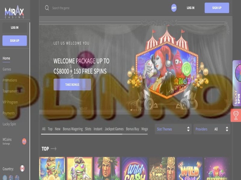 Plinko at Mirax Casino - Play the Classic Casino Game Online